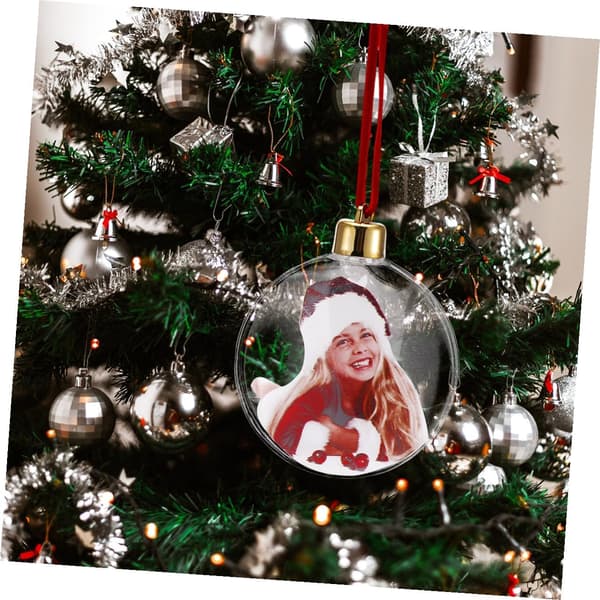 6 stk stjerneformede julefotokuler hengende ornamenter dekorative plastkuler