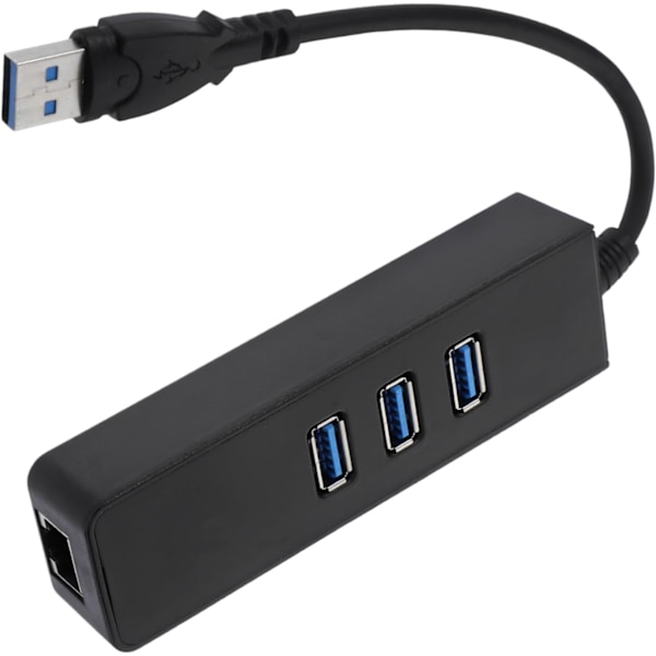 C Ethernet -sovitin Hubi 3-porttinen 3.0 Hubi 1000mbps Ethernetillä, helppokäyttöinen, musta