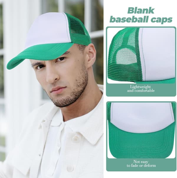 10 stk. Sublimering Mesh Baseball Caps Varmeoverføring Tomme DIY Hatter Polyester Mesh Trucker Caps