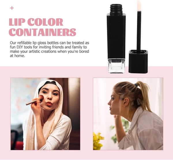 Plastikk Lipgloss-tuber 4 stk. påfyllbare tomme beholdere 5G lokk for kvinner DIY