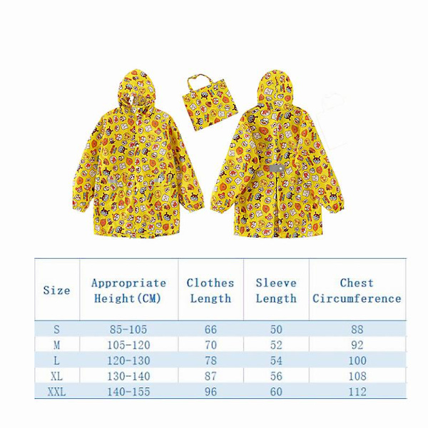 Barnregnkläder, 3D Cartoon Barn Regnrock Jacka Poncho För Pojke Flicka (Gul Bröd) Pink Bow XXL