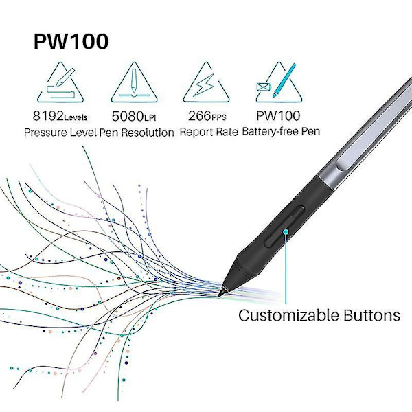 Huion HS64 6x4 tum Grafisk Ritplatta Batterifri Penna