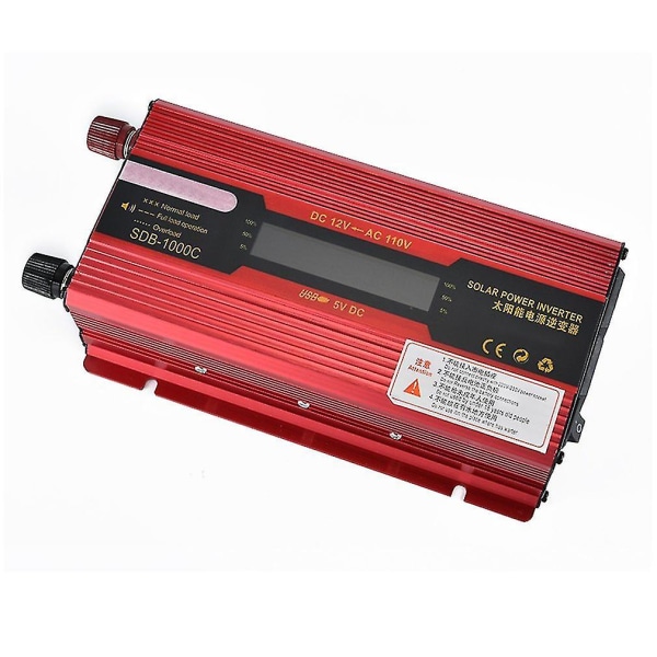 Bærbar 1200w solenergi bilinverter LCD-skjerm 12v-110v