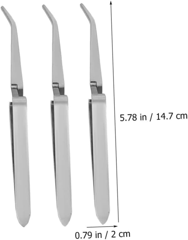3 stk. præcisionspincet i rustfrit stål til negle, manicureværktøjssæt, tilbehør til neglekunstpincet