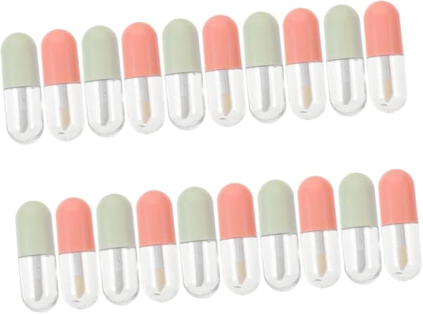20 stk. tomme lipgloss-tuber med lokk, påfyllbare leppepomadebeholdere