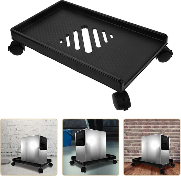 Computer Tower Stand Pc Holder 41X23.7X7Cm Plast Riser med fire hjul