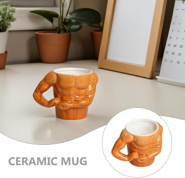 Keramisk Muskelkopp Kaffemugg med Robust Platt Bas, Bedårande Kroppsskulpturkopp