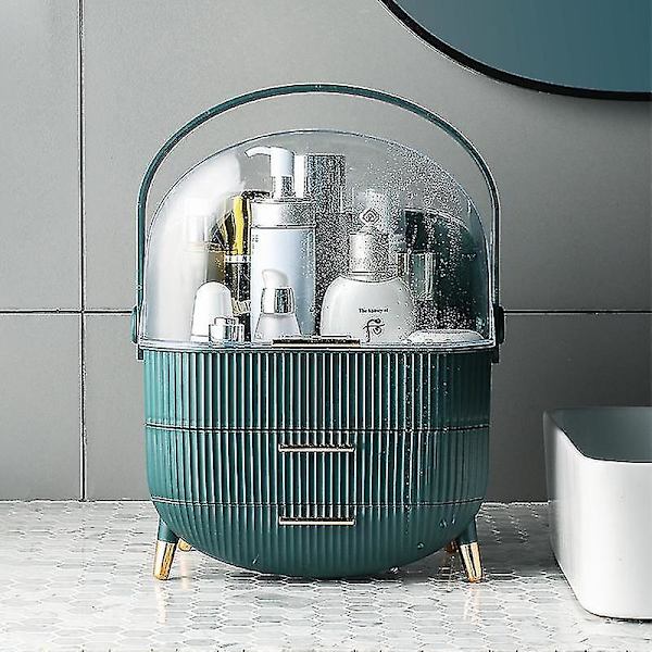Grøn Transparent Makeup Organizer Kosmetik Opbevaringsboks