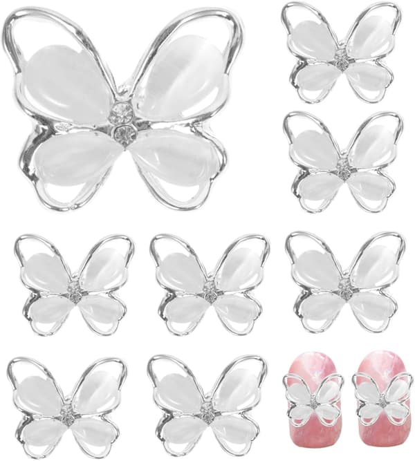Gør-det-selv neglekunst charms 10 stk. Katteneglepynt 3D sommerfugle charm manicurepynt