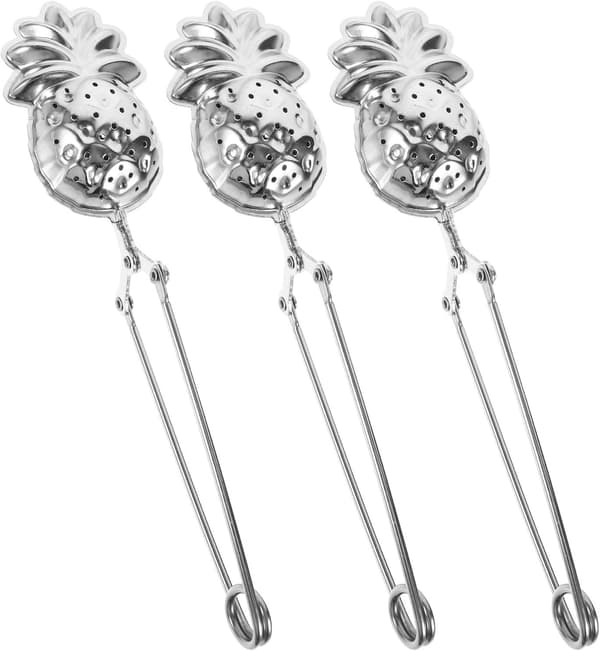 3 stk. ananasformede teinfusere for løs te med sterk rustbestandig design