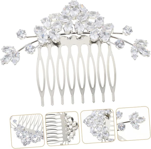 Krystall Rhinestone Hårkam Bryllup Brude Hodeplagg Sølv Vanndråpe Zirkon Hårtilbehør