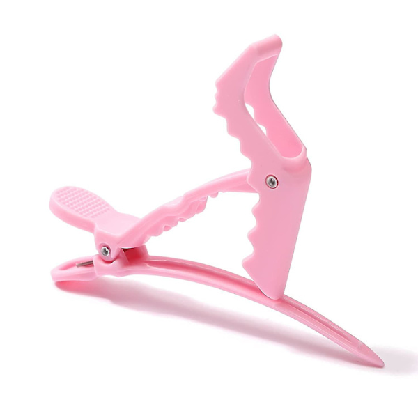 Pastel Rosa Alligator Hårklemmer 6 Pak - Brede Tands Hår Seksjonsklemmer