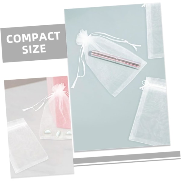 50 stk. Smykke Gavepose Snøre Organza Mesh Mini Poser Små Duftposer