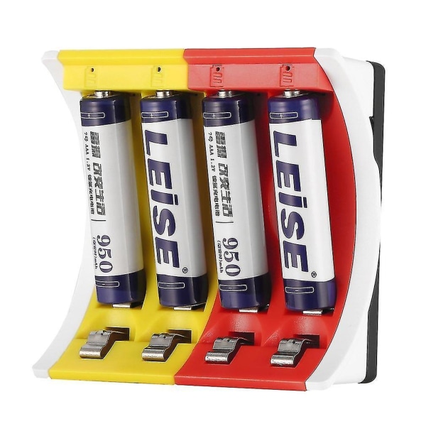 Leise Gul Rød 4 Slots Smart USB Oplader Aa Aaa Batterier