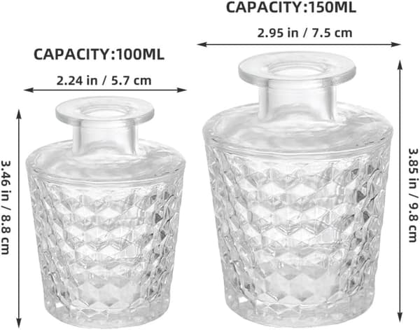 2 st glasflaskor för aromaterapi 100 ml och 150 ml tomma påfyllningsbara behållare för eteriska oljor