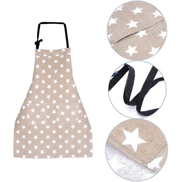 Forkle med Lomme Justerbar Matlagingsforkle Kjøkkenforkle Bib Forkle Grill Baking Dameforkle