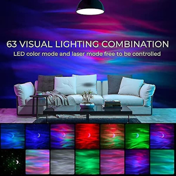 Northern Lights Star Projector, Aurora Projectors Galaxy Star Projector 6 White Noise Starry Sky Moon Lamp_k05-yuhao