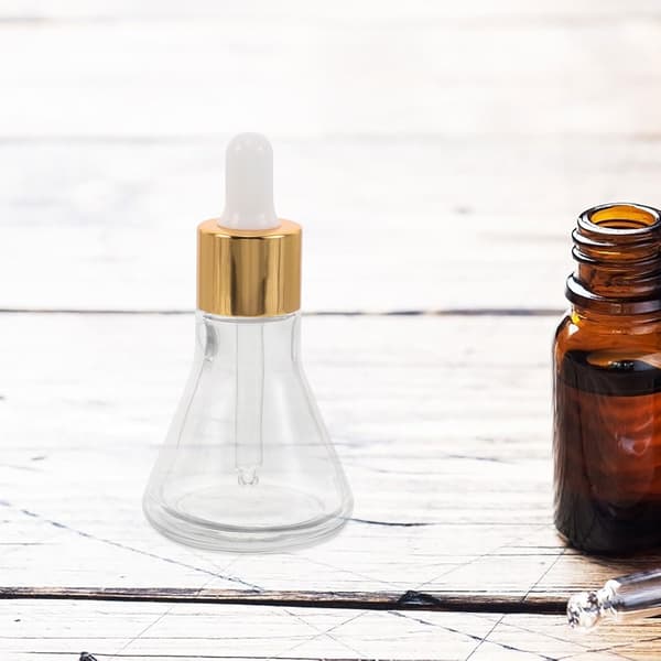 10 st 30 ml koniska glasdroppflaskor med guldkorkar, eteriska oljeflaskor med tjock botten