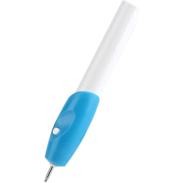 Mini elektrisk graveringspenn håndholdt graveringspenn Graveringsverktøy for glass metall plast (hvit blå) (1 stk)