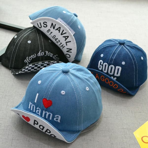 Brodert baseballcaps lyseblå myk brem sommer solhatt for gutter utendørs solbeskyttelse