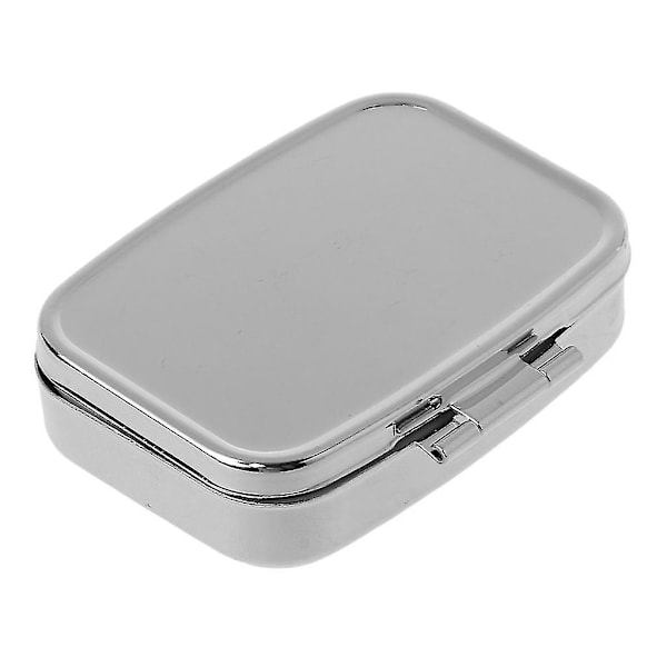5,6x4,2cm Rektangulær Mini Pilleæske i Rustfrit Stål Solid Farve Sølv Medicin Organizer Holder