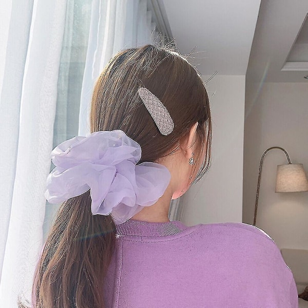 Kvinner Ensfarget Tyll Elastisk tau Hestehaleholder Scrunchy Hair Accessory-svart