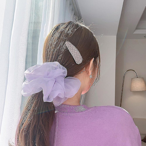 Naisten Yksivärinen Tulle-Elastinen Köysi Poninhäntäpidike Scrunchy Hiusten Tarvike - Musta