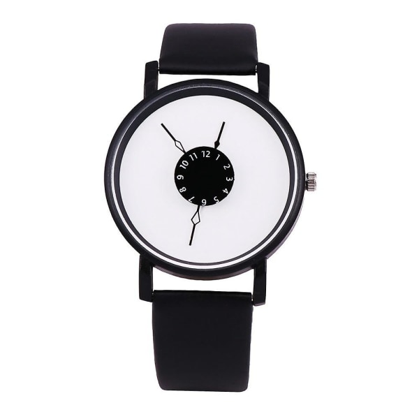 Inverteret Pegeur Watch Kvinder Studerende Par Neutral Kvarts Ur Mænd White surface and black belt