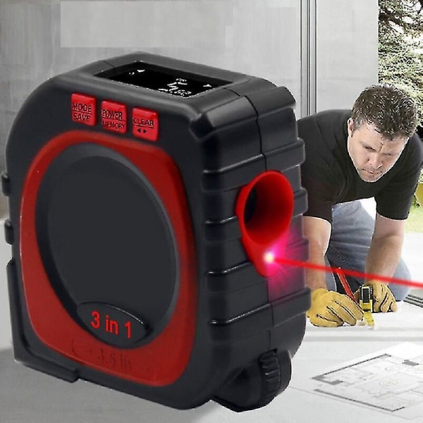 Rullamoodilla varustettu laserdigitaalinen mittanauha Ammattilaistyökalu 3-in-1 Korkea tarkkuus mittanauha Led-digitaalinen näyttö Ty-yuhao