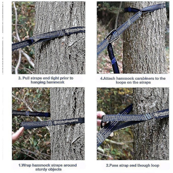 1 Par Hammockfästen Set Hängande Remmar Trädremmar Med 14 Slingor 280cm * 2.5cm Max 500kg För Camping Vandring Picknick Utomhusresor
