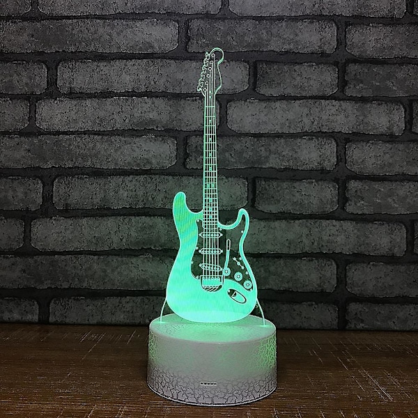 3D Illusionslampe Elektrisk Gitar Dekor Nattlys 7 Farger