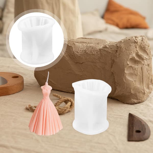 Brudekjole Duftlysform Silikone DIY Form til Lysfremstilling Tynd Skrivebordsornament Bryllupsdekoration til DIY-elskere