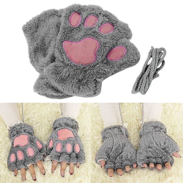 Dame Cat Claw Paw Handsker - Blød Vinter Halvfinger