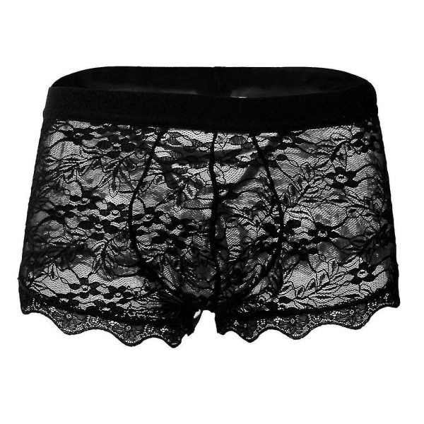 Mäns Underkläder Spets Transparent Mesh Låg Midja Boyshort-yuhao