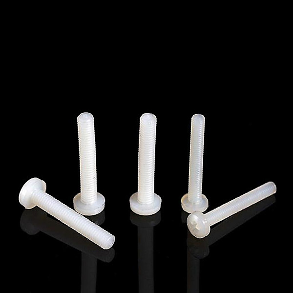 100 kpl M5*10 Muoviset Nylon-ruuvit Pyöreä Paneeliristipääruuvi Mutterit
