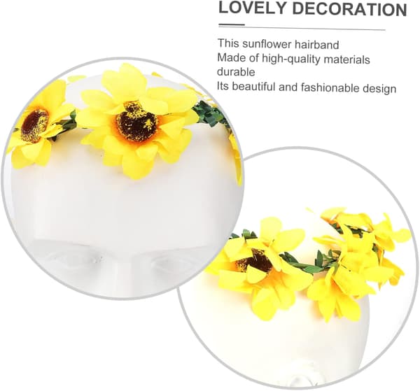 Solsikke krone hodebånd hårkrans for brudefestivaler blomsterhodeplagg solsikkedesign