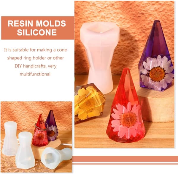 4 stk. silikone ringholderforme til harpiksstøbning DIY dekorative 3D smykkestativforme