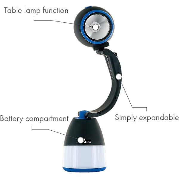 LED-leirintävalo 3-in-1 toiminnolla 3W pöytälamppu leirintävalo