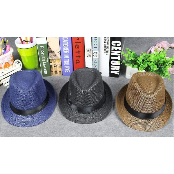 Straw Panama Hat Sun Beach Hat Bred Brem Halm Roll Up Hat Upf 50+ for kvinner (shikai)-yuhao