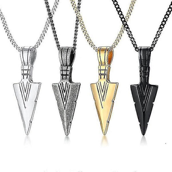 Miesten Kylmä Vintage-Nuoliriipuskaulakoru Monivärinen Ruostumaton Teräs Mies Rock Punk Lahjat Korut Silver 24 chain