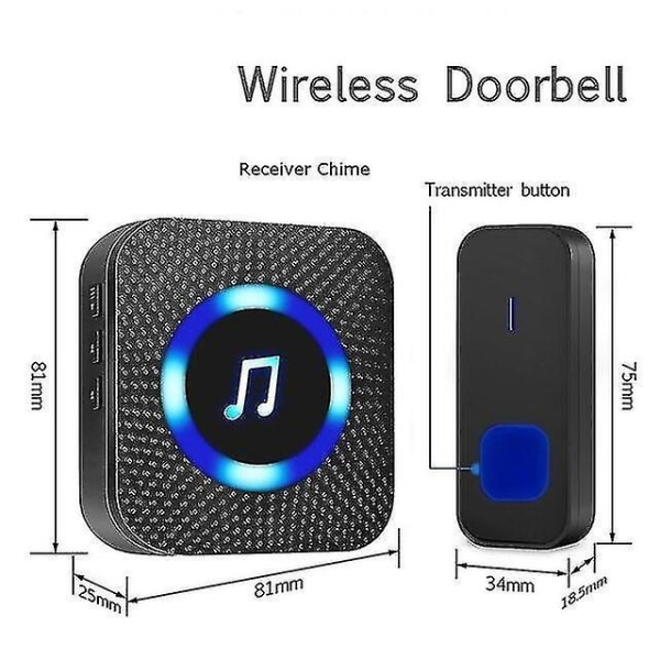 Led trådløs dørklokke 1000ft udendørs hjemme smart ringeklokke