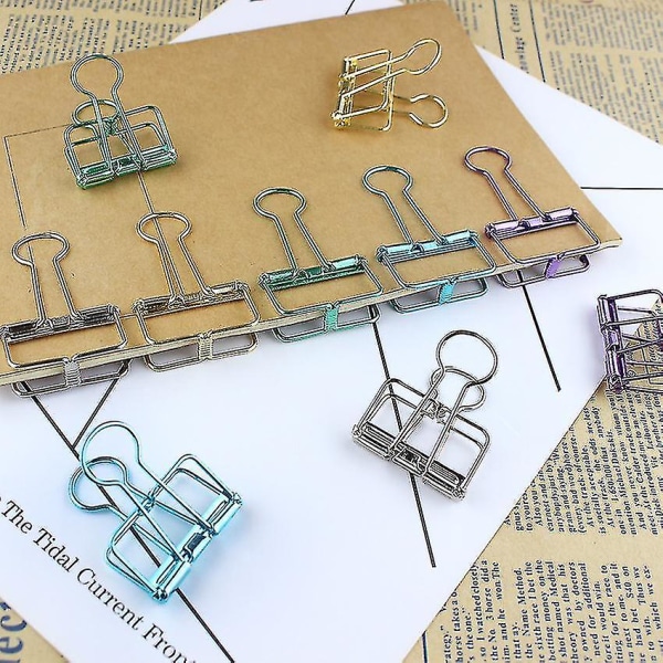 10 stk. Metal Wire Binder Clips Papir Binder Clips Klemmer Hul Dovetail Clip Multicolor Lang Hale Binder Clips Til Kontor Hjem Køkken