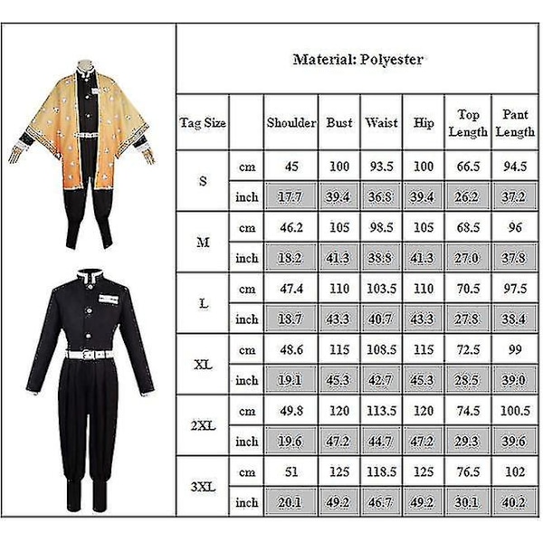 Demon Slayer Anime Agatsuma Zenitsu Scenekostym Kimono Set Maskerad Fancy Up Rollspel XL
