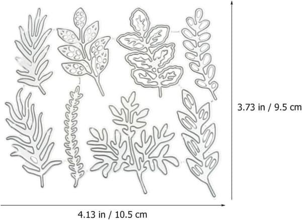 DIY kolstål präglade bladskärningsformar, 8 st silvermetallstansar 105x95 mm