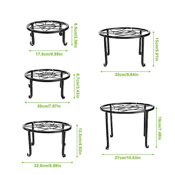 Starka Blomkrukefötter i Järn, 5-pack, Rostfria