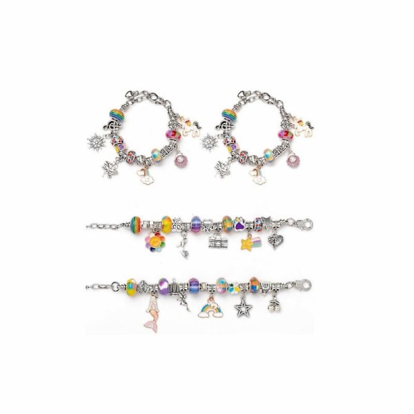 Gjør-det-selv Charms Armbånd Making Sett Spacer Beads Anheng Tilbehør Coloured