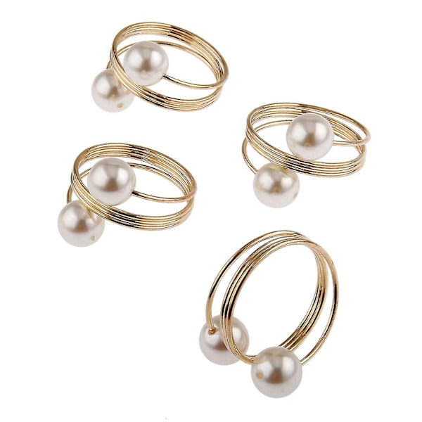 12 stk. Perle Spenne Hoop Ringer Holder til Bryllup Hotellrekvisita Borddekorasjon, Gull
