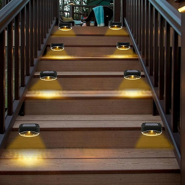 4 stk Solcelledrevet Trappetrinnlys 5 LED Vanntette Hage Gjerde