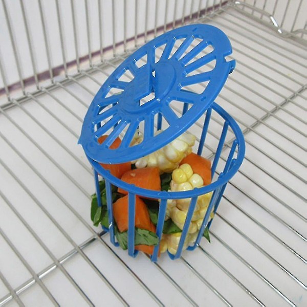 Kreativ mångsidig burhängande fågel frukt grönsaksmatare korg papegoja 2 stycken blå