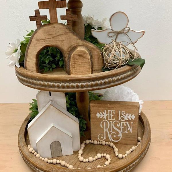 Påskdekorationsset för trappbricka - Nativitetsscen - Trä - Kreativ